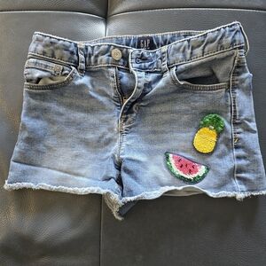 GAP Kids Blue Denim Shorts with Fruit Patches